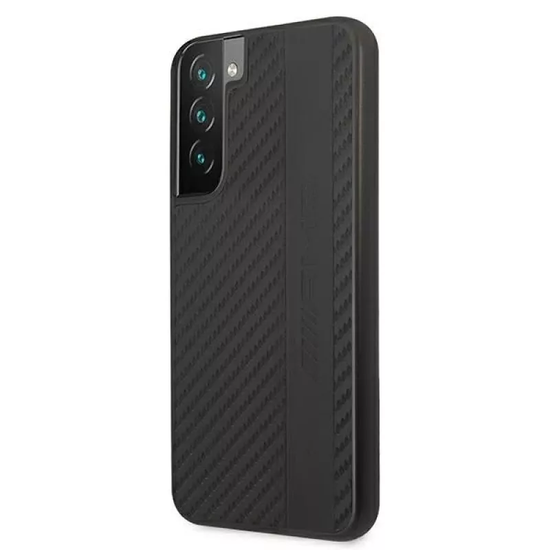 AMG AMHCS22MBLSCA kova kotelo Samsung Galaxy S22+ -puhelimeen, Carbon Stripe & Embossed, musta