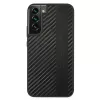 AMG AMHCS22MBLSCA kova kotelo Samsung Galaxy S22+ -puhelimeen, Carbon Stripe & Embossed, musta