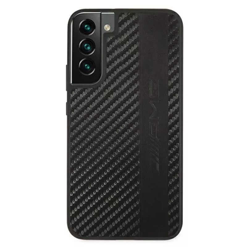 AMG AMHCS22MBLSCA kova kotelo Samsung Galaxy S22+ -puhelimeen, Carbon Stripe & Embossed, musta