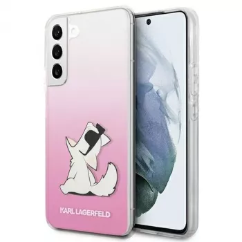 Karl Lagerfeld KLHCS22MCFNRCPI kova kotelo Samsung Galaxy S22+ / S906 -puhelimeen, pinkki Choupette Eat