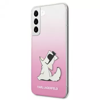 Karl Lagerfeld KLHCS22MCFNRCPI kova kotelo Samsung Galaxy S22+ / S906 -puhelimeen, pinkki Choupette Eat