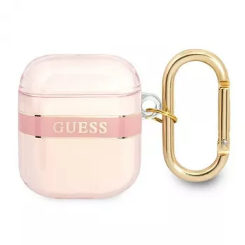 Guess GUA2HHTSP Strap Collection Apple AirPods 1/2 -suojakotelo - vaaleanpunainen