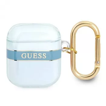 Guess GUA2HHTSB AirPods 1/2 -suojakotelo sininen Strap Collection