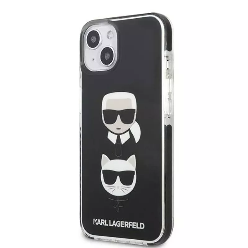 Karl Lagerfeld KLHCP13STPE2TK kova kotelo iPhone 13 mini 5,4 inch -puhelimeen, musta, Karl & Choupette Head