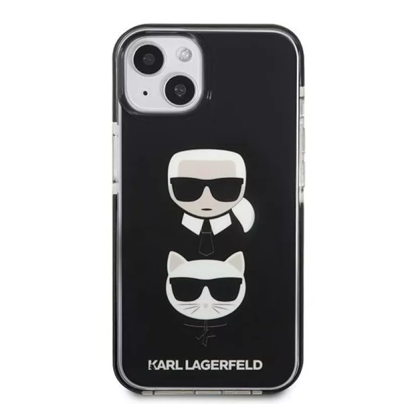 Karl Lagerfeld KLHCP13STPE2TK kova kotelo iPhone 13 mini 5,4 inch -puhelimeen, musta, Karl & Choupette Head