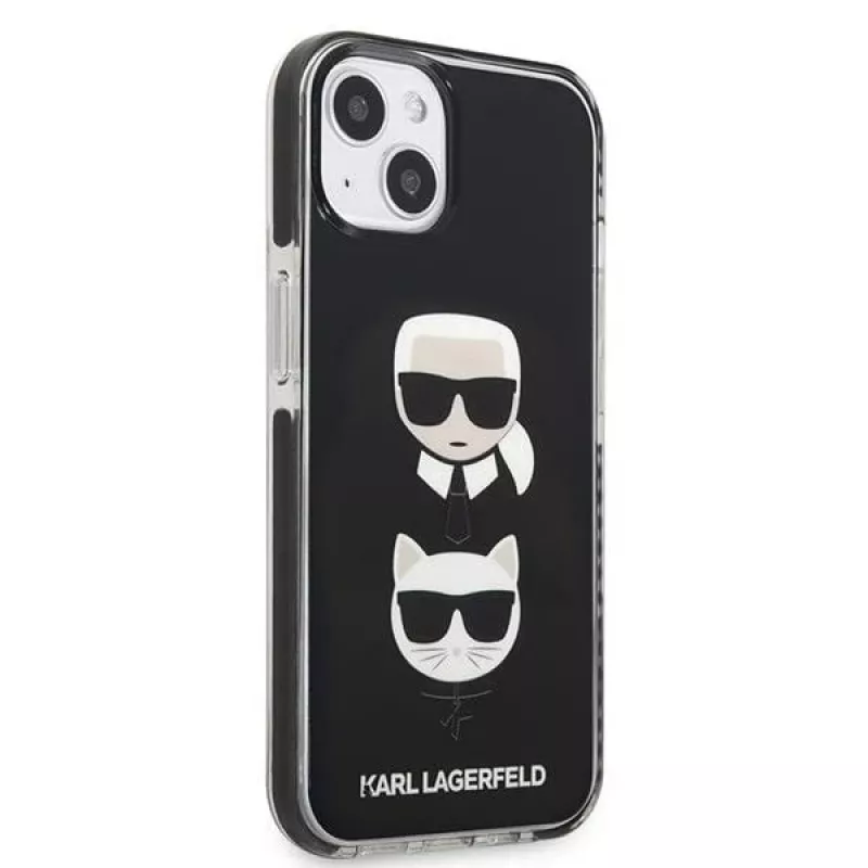 Karl Lagerfeld KLHCP13STPE2TK kova kotelo iPhone 13 mini 5,4 inch -puhelimeen, musta, Karl & Choupette Head