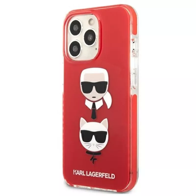 Karl Lagerfeld KLHCP13LTPE2TR iPhone 13 Pro / 13 6,1 inch kova kotelo, punainen Karl & Choupette Head