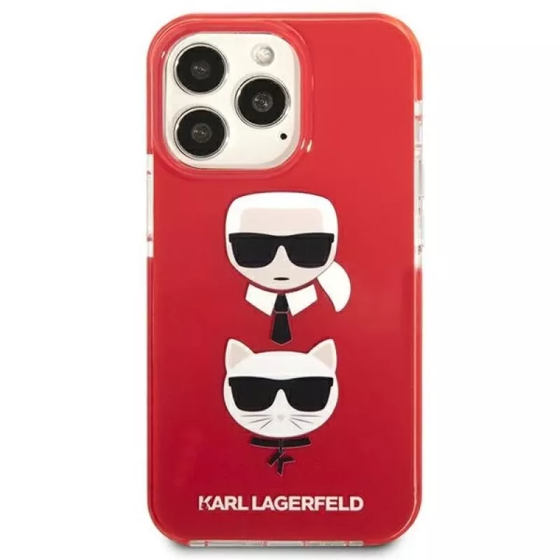 Karl Lagerfeld KLHCP13LTPE2TR iPhone 13 Pro / 13 6,1 inch kova kotelo, punainen Karl & Choupette Head