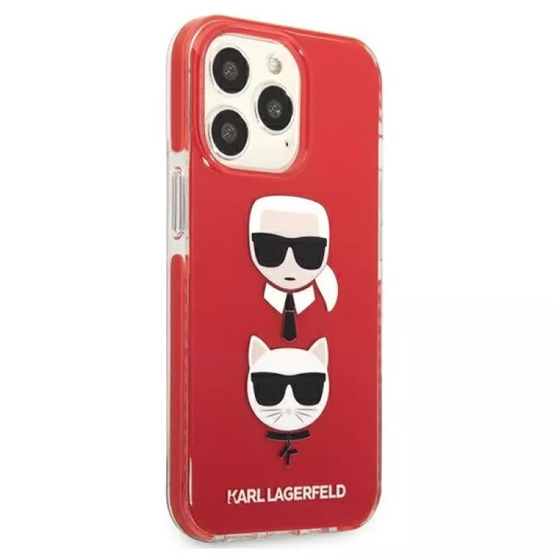 Karl Lagerfeld KLHCP13LTPE2TR iPhone 13 Pro / 13 6,1 inch kova kotelo, punainen Karl & Choupette Head