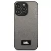 Karl Lagerfeld KLHCP13LSFMP2DG Saffiano Plaque -kova kotelo iPhone 13 Pro / 13 6,1 inch -puhelimeen, hopea