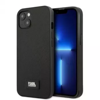 Karl Lagerfeld KLHCP13SSFMP2K Saffiano Plaque -kova kotelo iPhone 13 mini -puhelimeen, musta