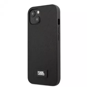 Karl Lagerfeld KLHCP13SSFMP2K Saffiano Plaque -kova kotelo iPhone 13 mini -puhelimeen, musta