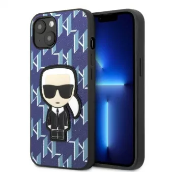 Karl Lagerfeld KLHCP13SPMNIKBL iPhone 13 mini kova kotelo sininen Monogram Ikonik Patch