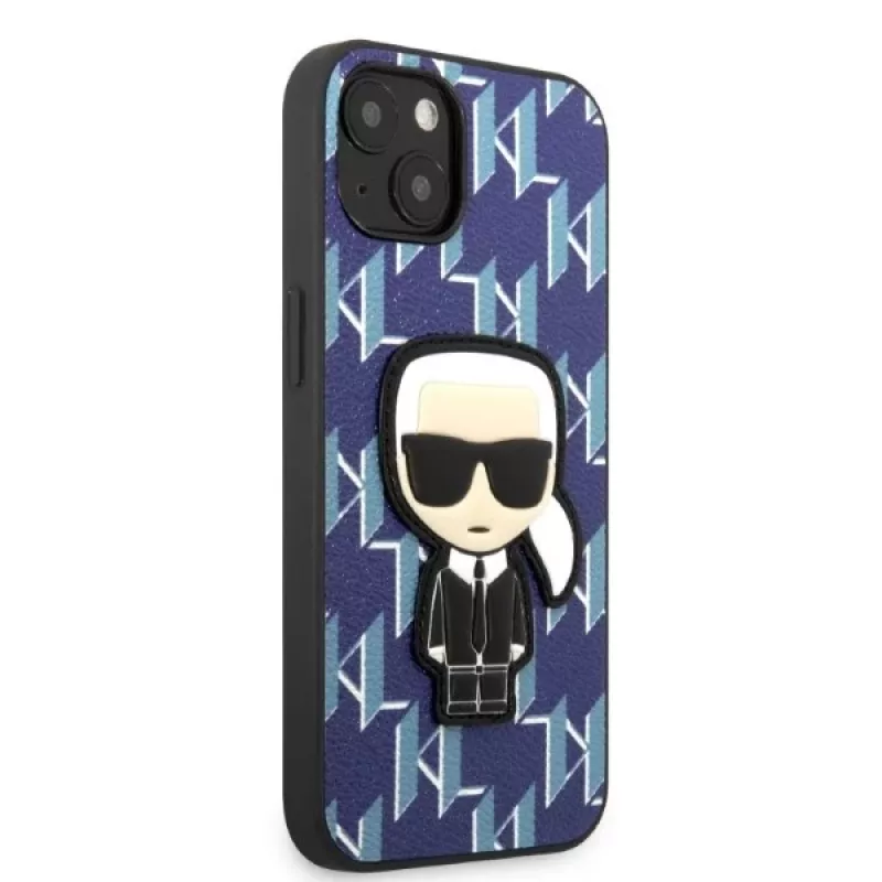 Karl Lagerfeld KLHCP13SPMNIKBL iPhone 13 mini kova kotelo sininen Monogram Ikonik Patch