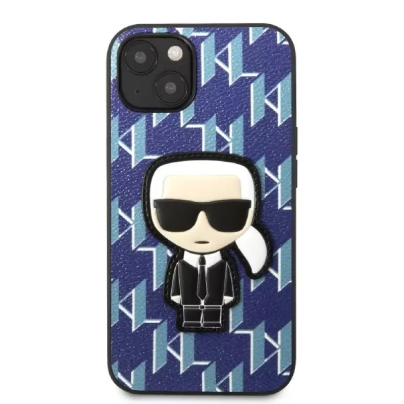 Karl Lagerfeld iPhone 13/14/15 6,1 inch kova kotelo sininen Monogram Ikonik Patch