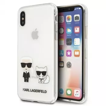 Karl Lagerfeld KLHCI65CKTR kova kotelo Apple iPhone Xs Max, läpinäkyvä, Karl & Choupette -kuosi