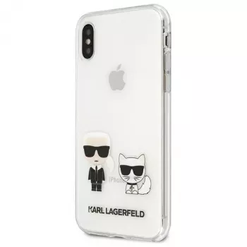 Karl Lagerfeld KLHCI65CKTR kova kotelo Apple iPhone Xs Max, läpinäkyvä, Karl & Choupette -kuosi