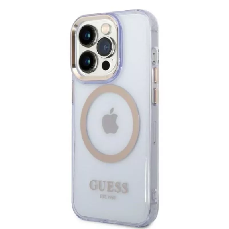Guess Gold Outline Translucent kova kotelo Apple iPhone 14 Pro 6,1