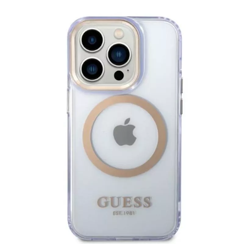 Guess Gold Outline Translucent kova kotelo Apple iPhone 14 Pro 6,1