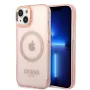 Guess Gold Outline Translucent MagSafe kova kotelo iPhone 13/14/15 6,1
