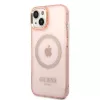 Guess Gold Outline Translucent MagSafe kova kotelo iPhone 13/14/15 6,1