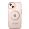 Guess Gold Outline Translucent MagSafe kova kotelo iPhone 13/14/15 6,1