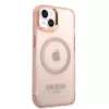Guess Gold Outline Translucent MagSafe kova kotelo iPhone 13/14/15 6,1