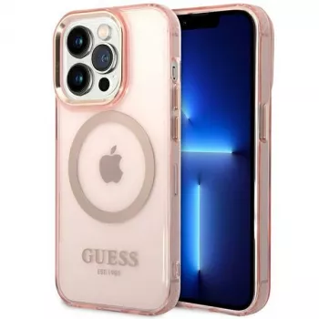 Guess Gold Outline Translucent MagSafe kotelo iPhone 14 Pro Max 6,7