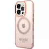 Guess Gold Outline Translucent MagSafe kotelo iPhone 14 Pro Max 6,7
