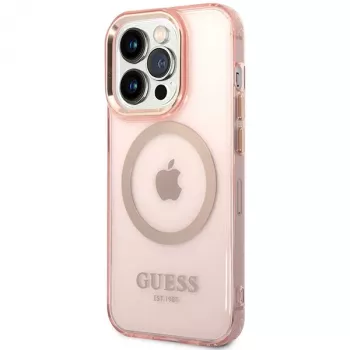 Guess Gold Outline Translucent MagSafe kotelo iPhone 14 Pro Max 6,7