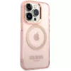 Guess Gold Outline Translucent MagSafe kotelo iPhone 14 Pro Max 6,7