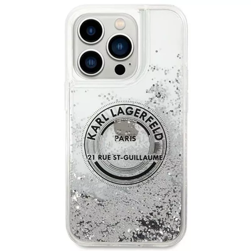 Karl Lagerfeld KLHCP14XLCRSGRS Liquid Glitter kova kotelo Apple iPhone 14 Pro Max 6,7