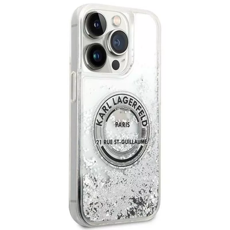 Karl Lagerfeld KLHCP14XLCRSGRS Liquid Glitter kova kotelo Apple iPhone 14 Pro Max 6,7
