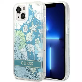 Guess GUHCP14SLFLSN Flower Liquid Glitter kova kotelo Apple iPhone 13 / 14 / 15 6,1