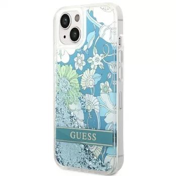 Guess GUHCP14SLFLSN Flower Liquid Glitter kova kotelo Apple iPhone 13 / 14 / 15 6,1
