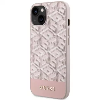 GUESS iPhone 13/14/15 pinkki kova kotelo GCube Stripes MagSafe