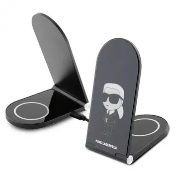 Karl Lagerfeld taitettava 2-in-1-langaton laturi 15W musta Ikonik MagSafe