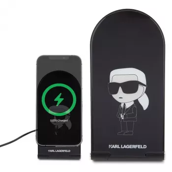 Karl Lagerfeld taitettava 2-in-1-langaton laturi 15W musta Ikonik MagSafe