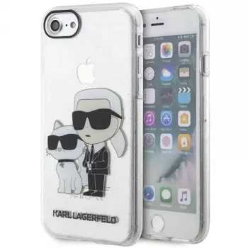 Karl Lagerfeld KLHCI8HNKCTGT iPhone 7/8/SE 2020 / SE 2022 läpinäkyvä kova kotelo glitter Karl & Choupette