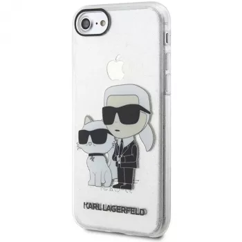 Karl Lagerfeld KLHCI8HNKCTGT iPhone 7/8/SE 2020 / SE 2022 läpinäkyvä kova kotelo glitter Karl & Choupette