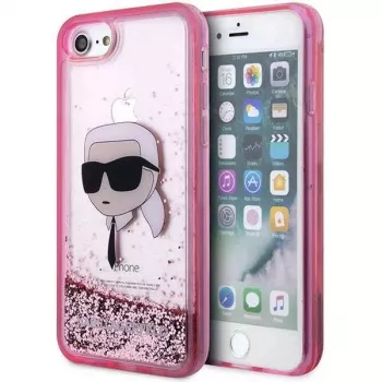 Karl Lagerfeld KLHCI8LNKHCP kova kotelo glitter Karl Head iPhone 7/8/SE 2020/SE 2022, pinkki