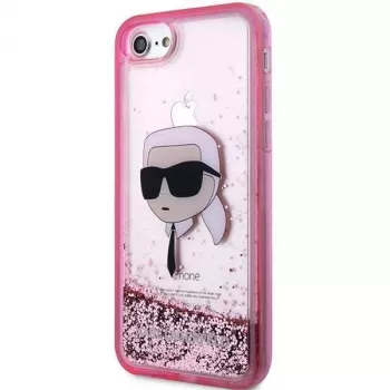 Karl Lagerfeld KLHCI8LNKHCP kova kotelo glitter Karl Head iPhone 7/8/SE 2020/SE 2022, pinkki
