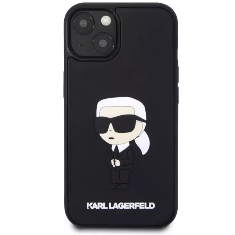Karl Lagerfeld KLHCP14M3DRKINK Hardcase Rubber Ikonik 3D iPhone 14 Plus / 15 Plus 6.7 musta