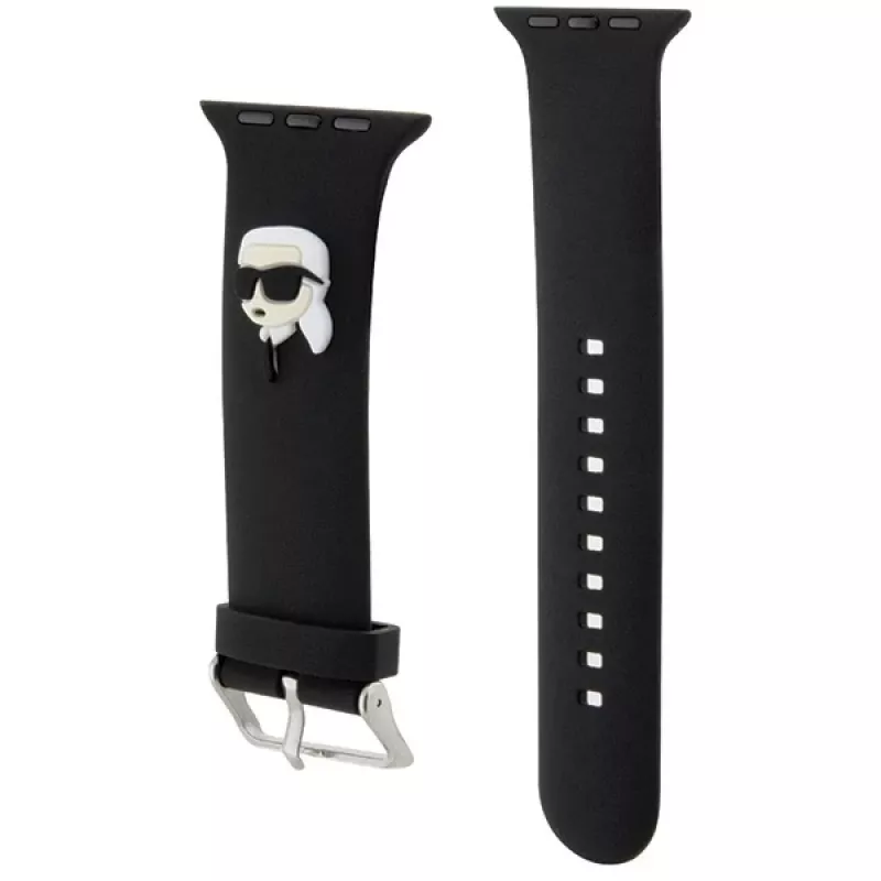 Karl Lagerfeld 3D Rubber Karl Head ranneke Apple Watch 38/40/41mm musta