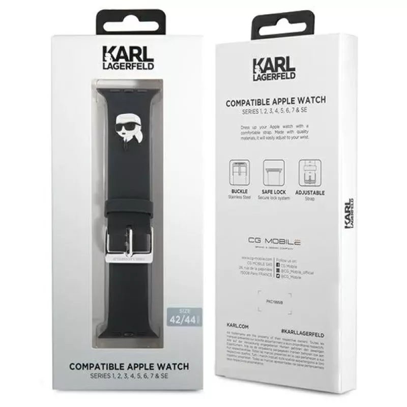 Karl Lagerfeld 3D Rubber Karl Head kellonranneke Apple Watch 42/44/45/49mm musta