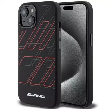 AMG AMHMP15S23SSPK Hardcase silikoni suuri vinoneliökuvio MagSafe iPhone 15/14/13 6.1 musta