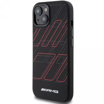 AMG AMHMP15S23SSPK Hardcase silikoni suuri vinoneliökuvio MagSafe iPhone 15/14/13 6.1 musta
