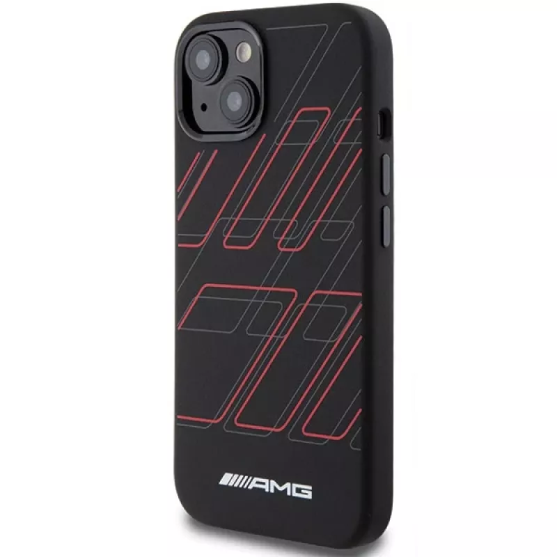 AMG AMHMP15M23SSPK Hardcase silikoni suuri vinoneliökuvio MagSafe iPhone 15 Plus / 14 Plus 6.7 musta