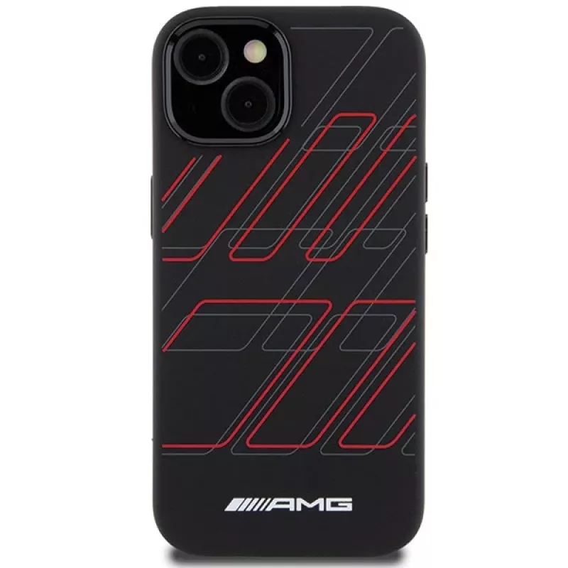 AMG AMHMP15M23SSPK Hardcase silikoni suuri vinoneliökuvio MagSafe iPhone 15 Plus / 14 Plus 6.7 musta