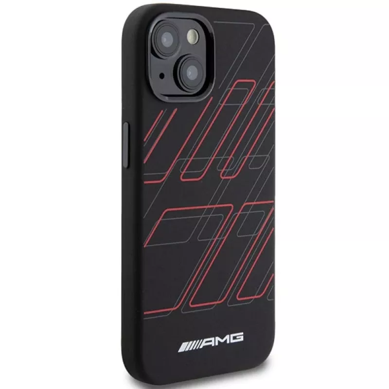 AMG AMHMP15M23SSPK Hardcase silikoni suuri vinoneliökuvio MagSafe iPhone 15 Plus / 14 Plus 6.7 musta